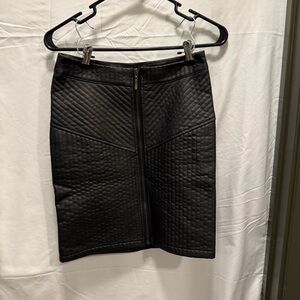 Chic Black Faux Leather Quilted Pencil Skirt